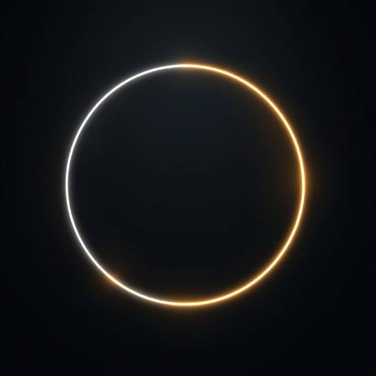 Minimalist circular system diagram with glowing segments on charcoal background.